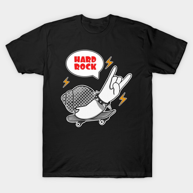 Snail on skateboard hard rock T-Shirt by Meakm